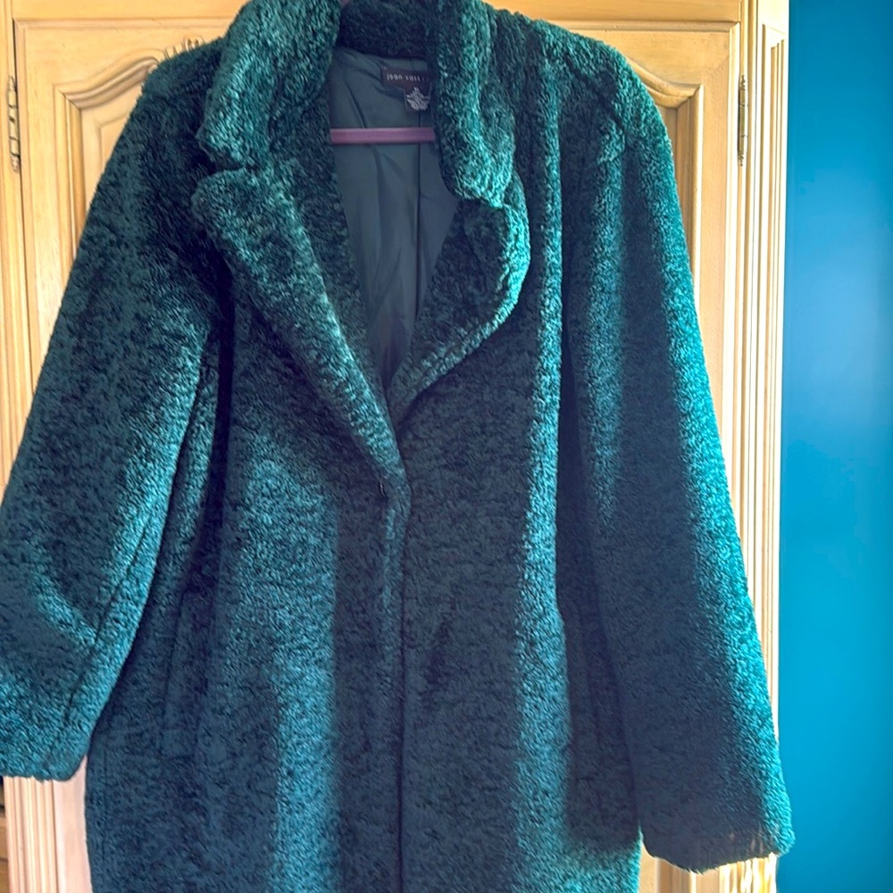 Forest Green faux fur coat